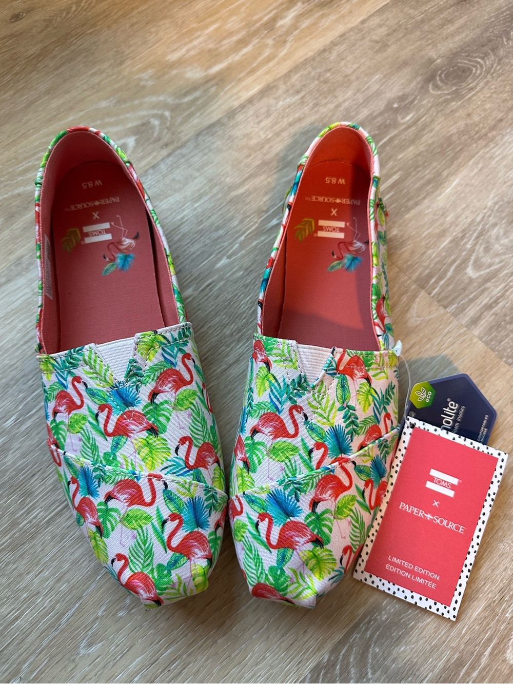 Toms Women's Flamingo Print Canvas Slip-Ons in Pink, Green, Blue
